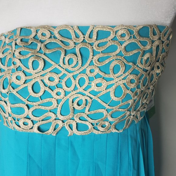 LILLY PULITZER SEA BLUE JILLIE CHIFFON STRAPLESS DRESS Woman's SIZE 10 - Picture 12 of 15